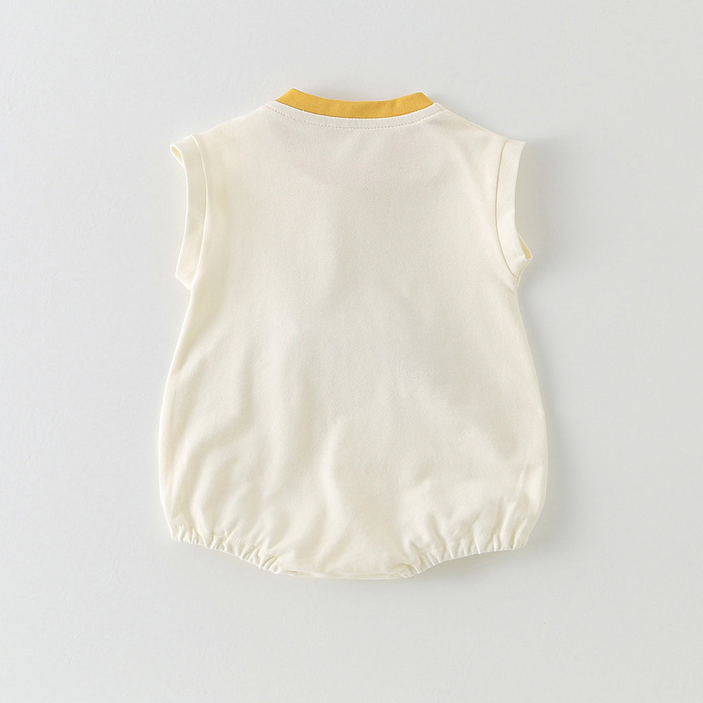 Print Short Sleeve Triangular Crawler Outfit for Baby Boys and Girls