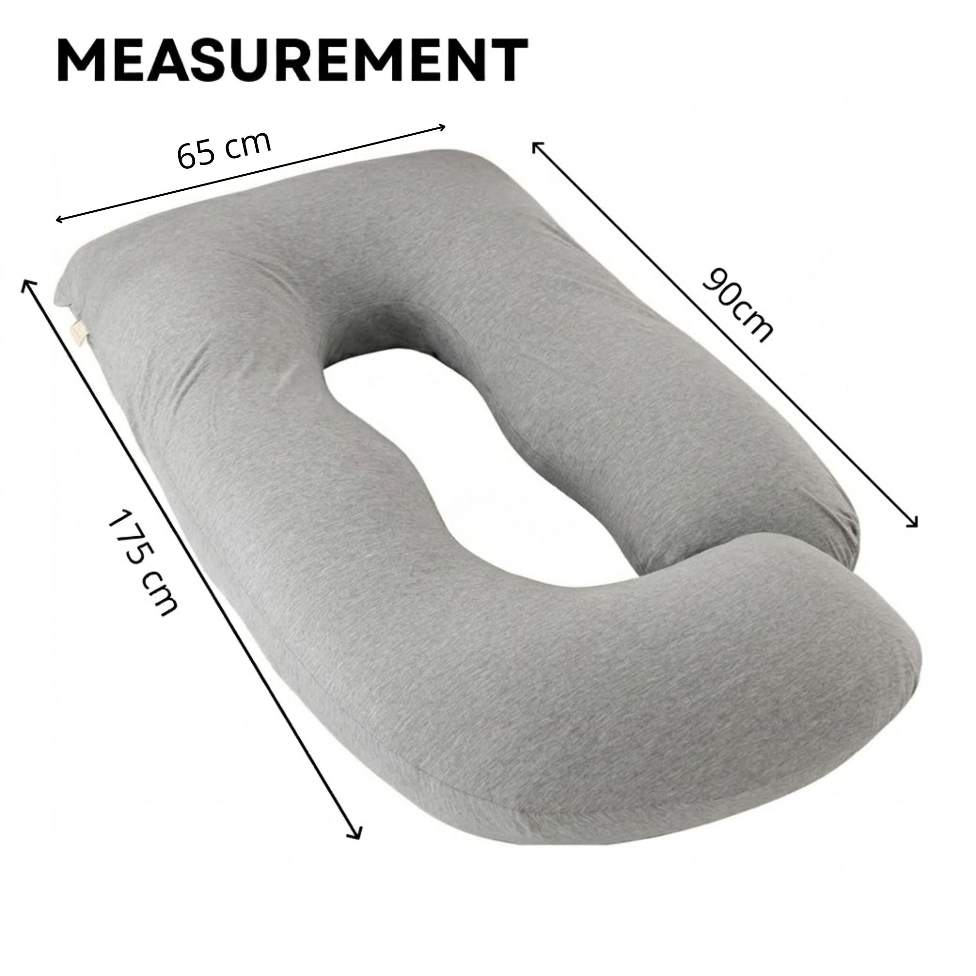 U Shaped Pregnancy Pillow for Full Body Support Grey