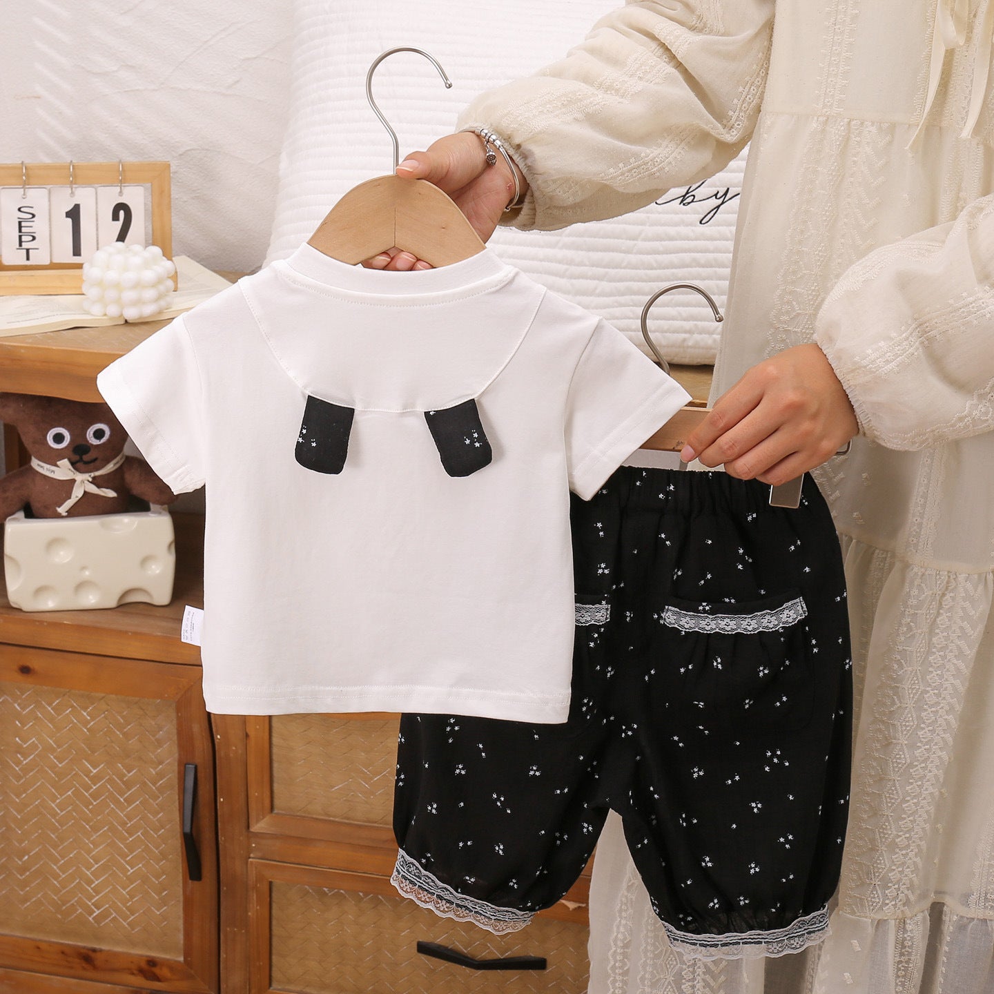 Children's Cartoon Printed Pony Short Sleeve Shorts Two-Piece Set