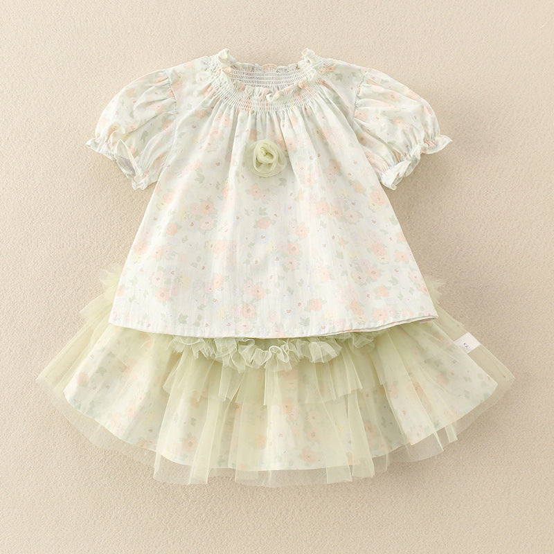 Style Floral Outfit for Girls Two-Piece Set Elegant Baby Girl