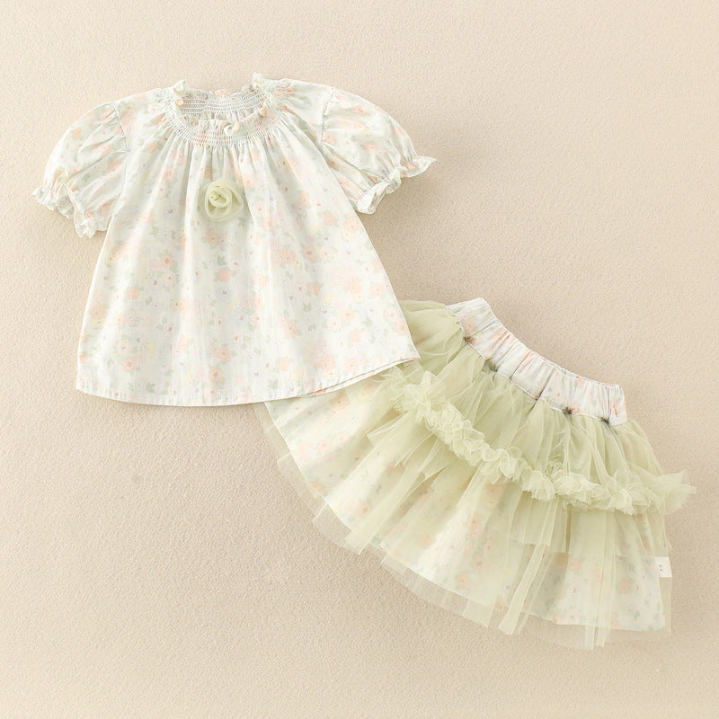 Style Floral Outfit for Girls Two-Piece Set Elegant Baby Girl