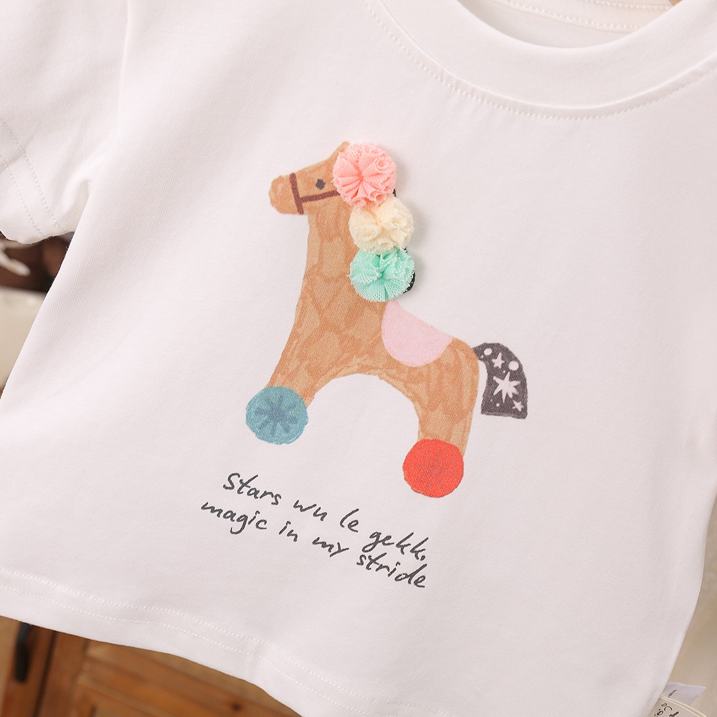 Children's Cartoon Printed Pony Short Sleeve Shorts Two-Piece Set