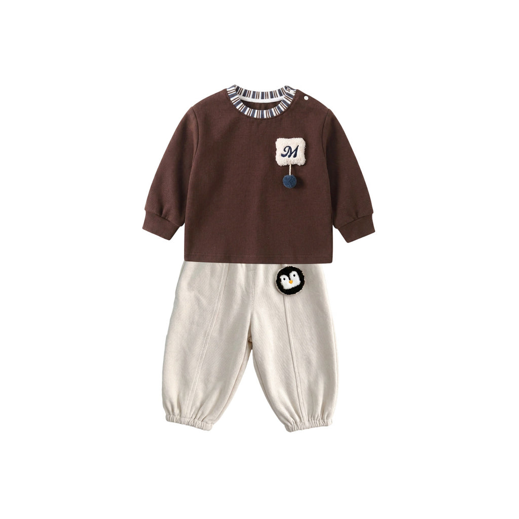 Outfit Set Simple Stripe Hoodie and Sweatpants Two-Piece Wear