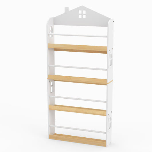 House-Shaped Kids Bookshelf with Anti-falling Baffles-White