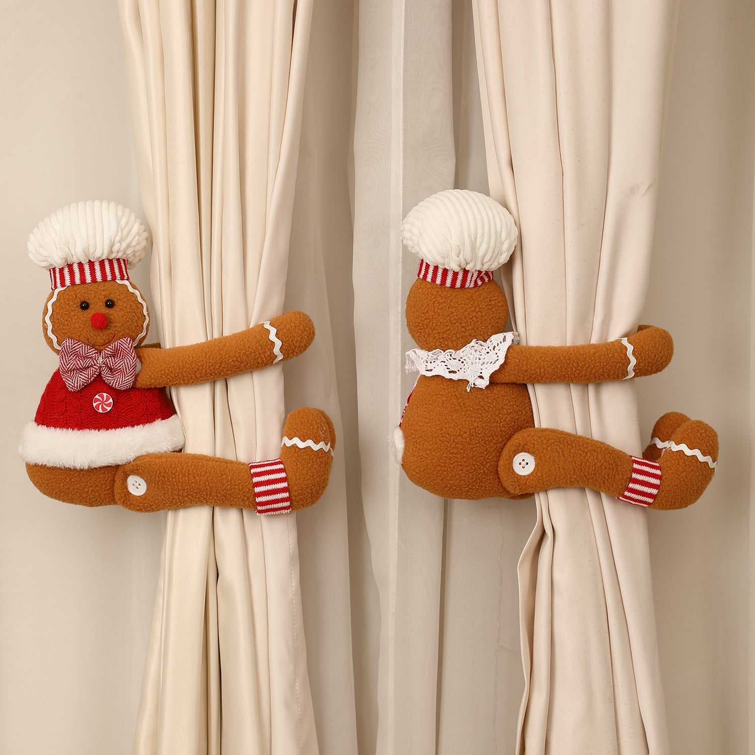 MyKids-USA® Cartoon Gingerbread Man Window Curtain Decoration for Christmas Party Play Doll