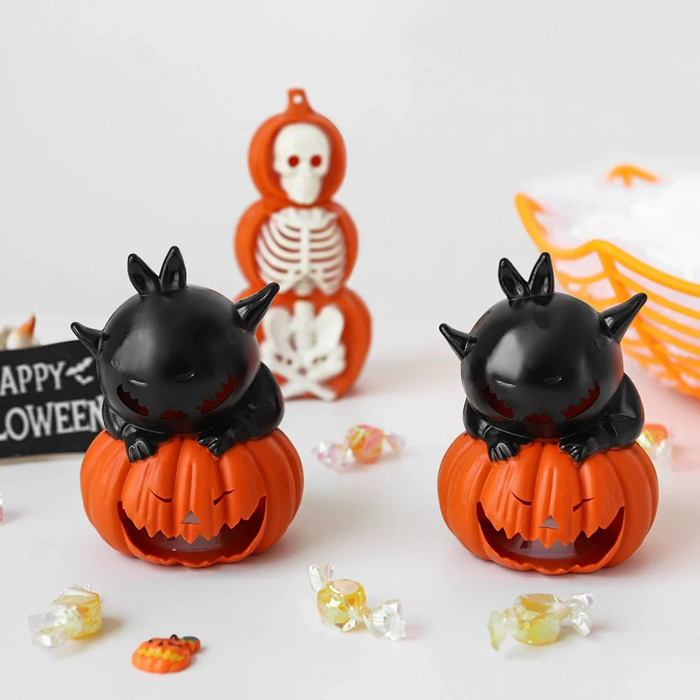 MyKids-USA® Halloween Pumpkin Lantern Decoration – Electronic Candle Night Light with Black Cat