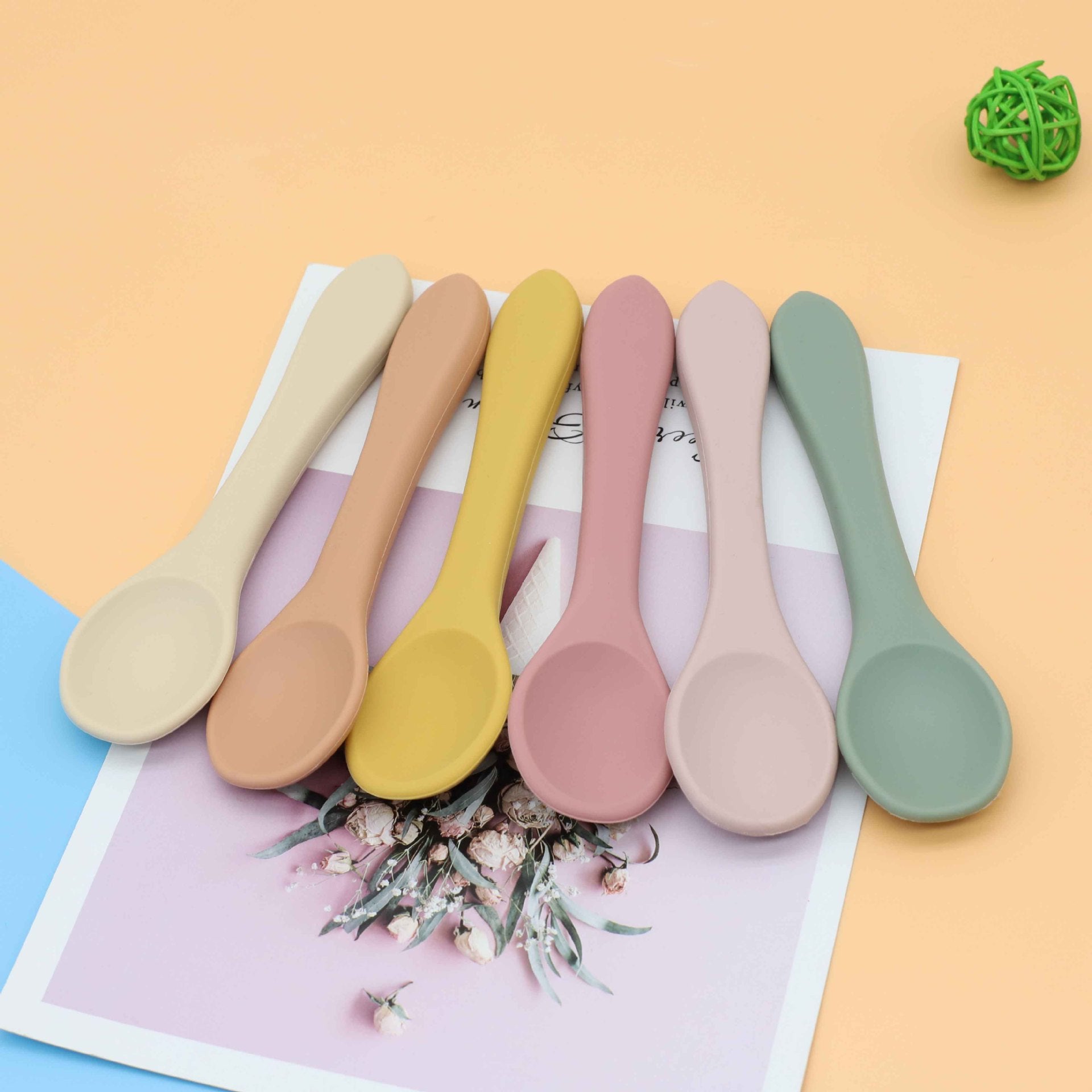 MyKids-USA® Baby Food Grade Complementary Food Training Silicone Spoon Fork Sets