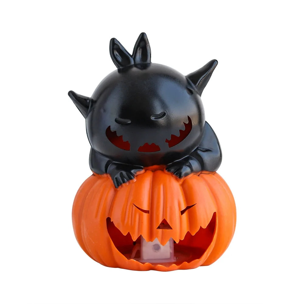 MyKids-USA® Halloween Pumpkin Lantern Decoration – Electronic Candle Night Light with Black Cat