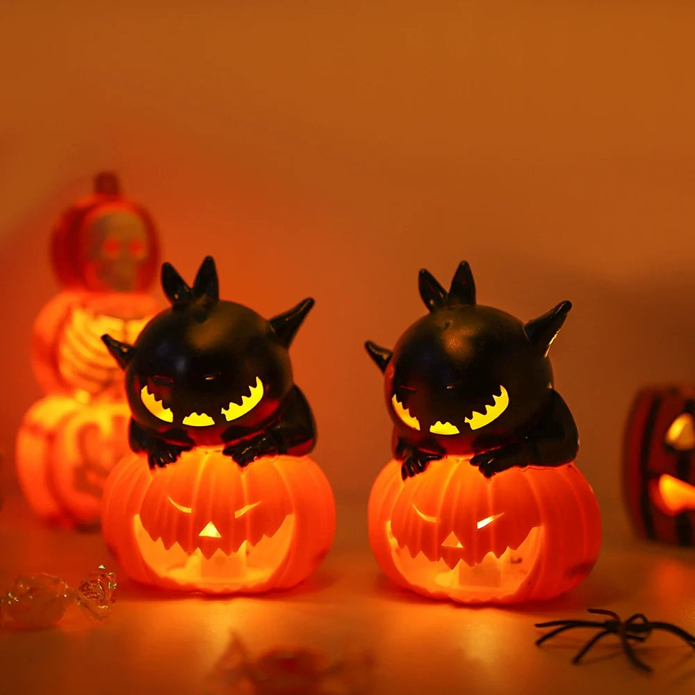 MyKids-USA® Halloween Pumpkin Lantern Decoration – Electronic Candle Night Light with Black Cat