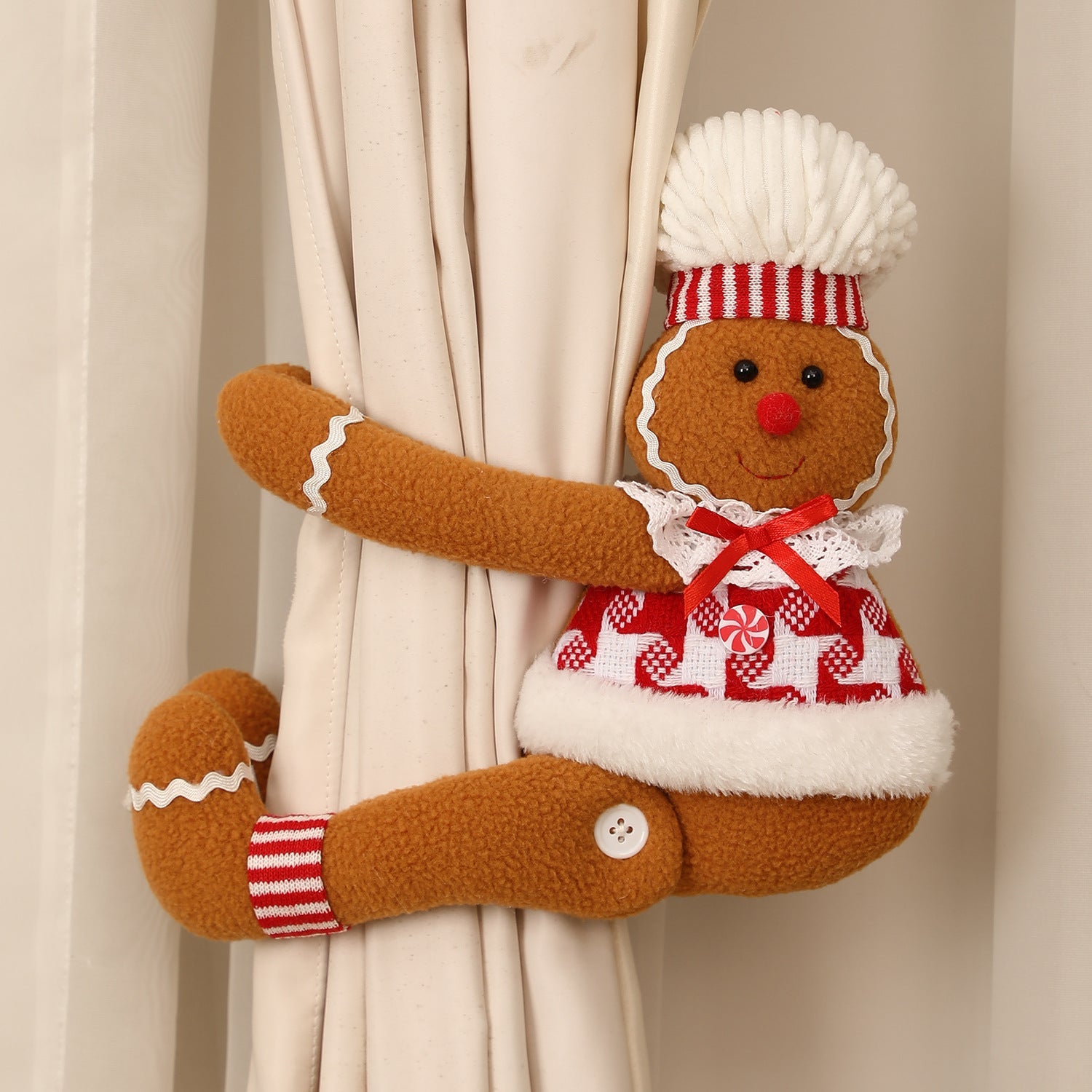 MyKids-USA® Cartoon Gingerbread Man Window Curtain Decoration for Christmas Party Play Doll