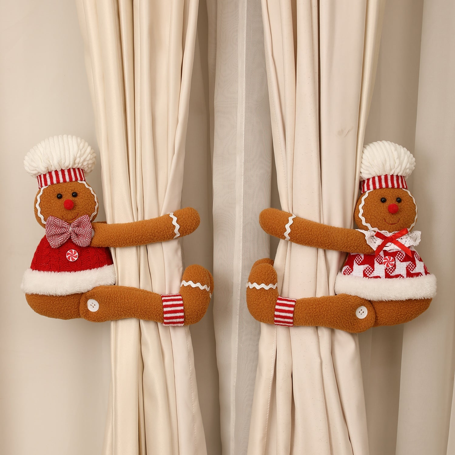 MyKids-USA® Cartoon Gingerbread Man Window Curtain Decoration for Christmas Party Play Doll