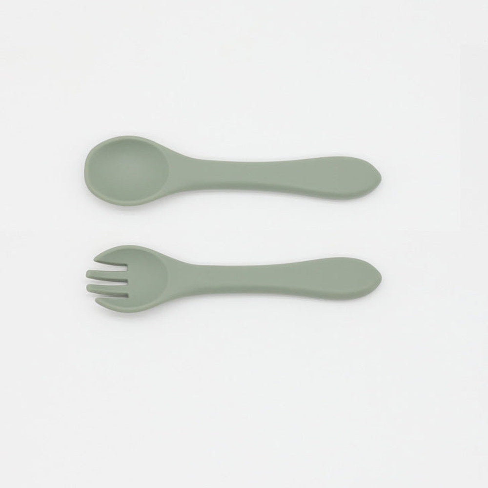 MyKids-USA® Baby Food Grade Complementary Food Training Silicone Spoon Fork Sets