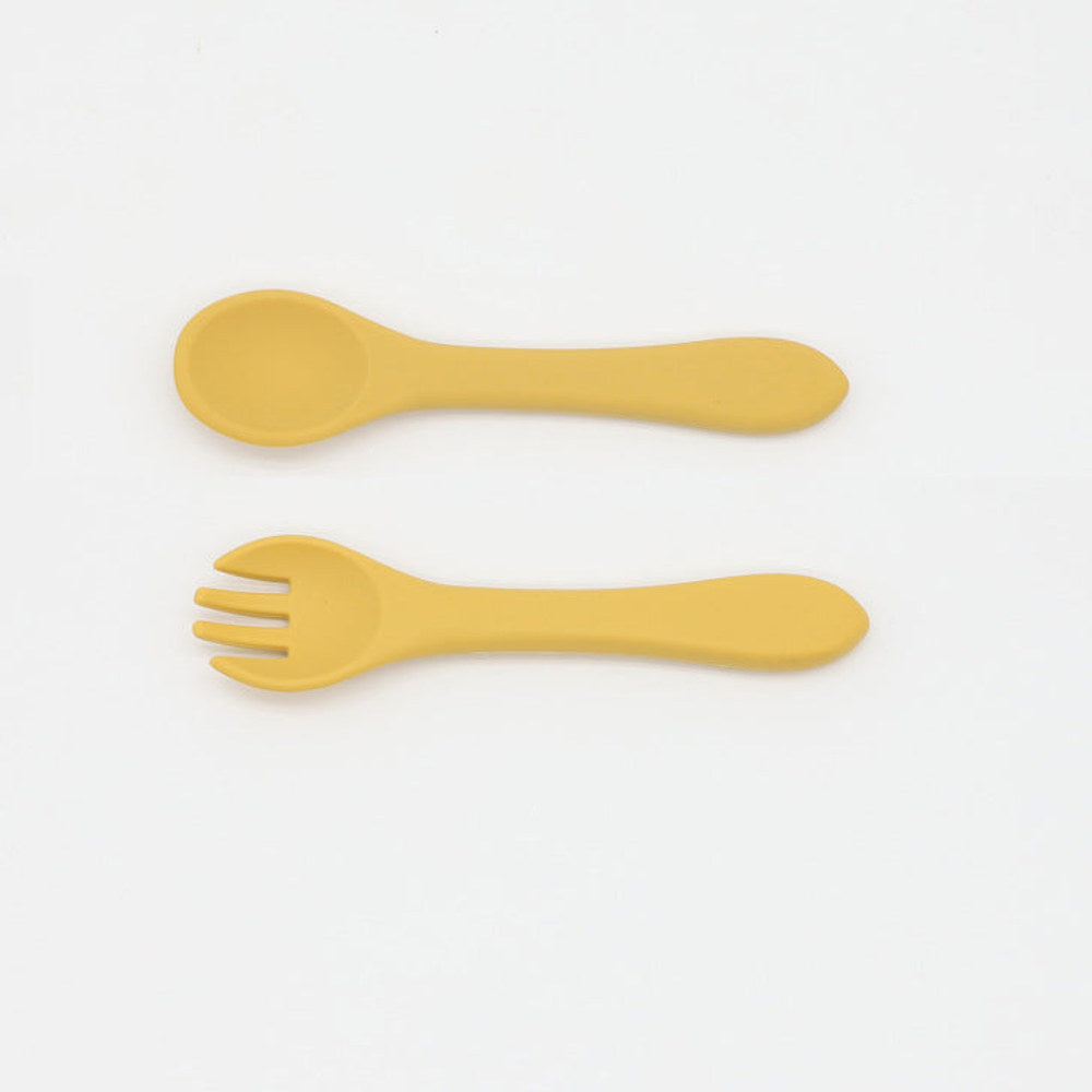 MyKids-USA® Baby Food Grade Complementary Food Training Silicone Spoon Fork Sets
