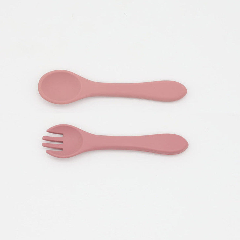 MyKids-USA® Baby Food Grade Complementary Food Training Silicone Spoon Fork Sets