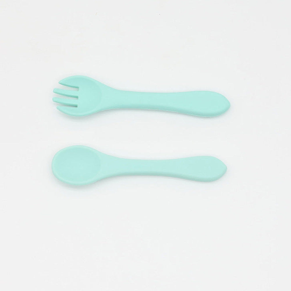 MyKids-USA® Baby Food Grade Complementary Food Training Silicone Spoon Fork Sets