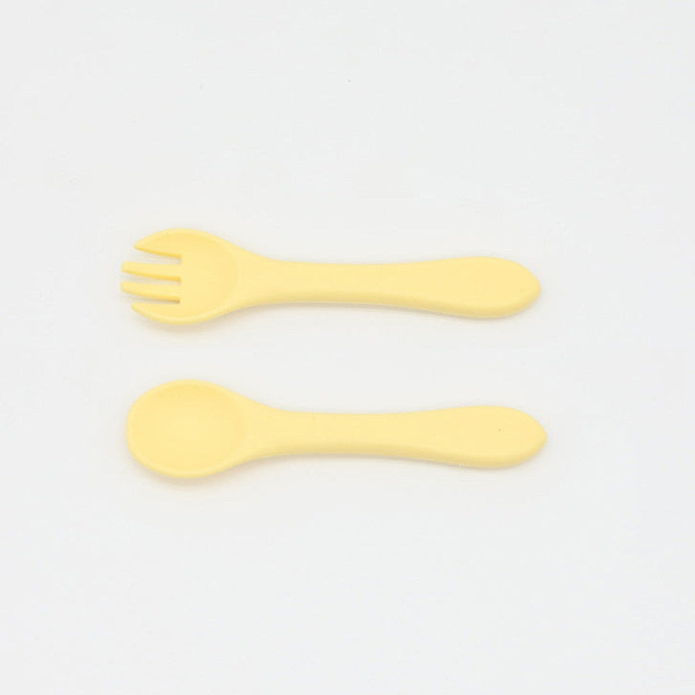 MyKids-USA® Baby Food Grade Complementary Food Training Silicone Spoon Fork Sets