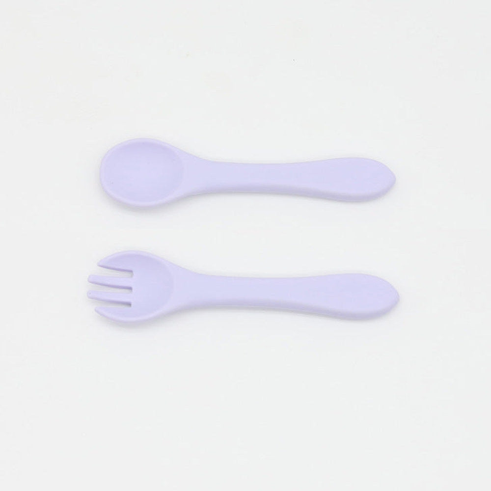 MyKids-USA® Baby Food Grade Complementary Food Training Silicone Spoon Fork Sets