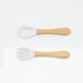 MyKids-USA® Baby Food Grade Wooden Handles Silicone Spoon Fork Cutlery